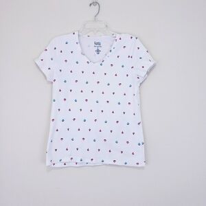 Sail Boat Print V Neck Croft & Barrow Classic T Shirt Size Medium